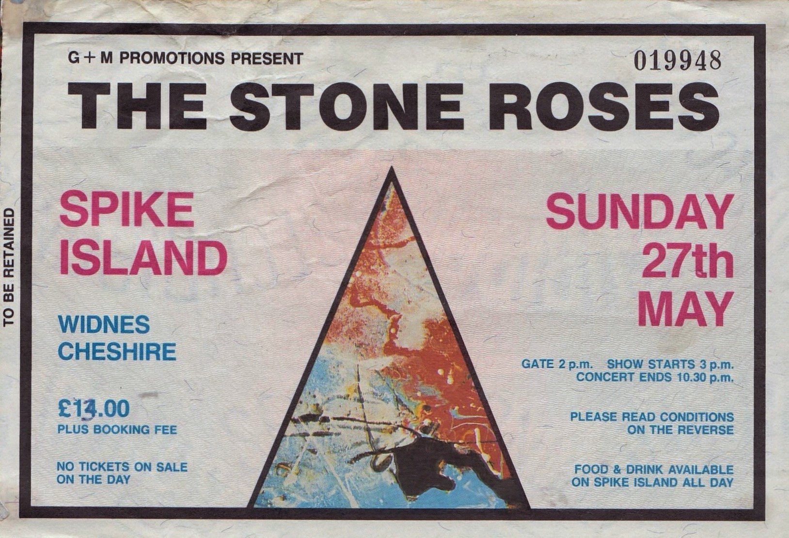 Original ticket for Spike Island, 27 May 1990
